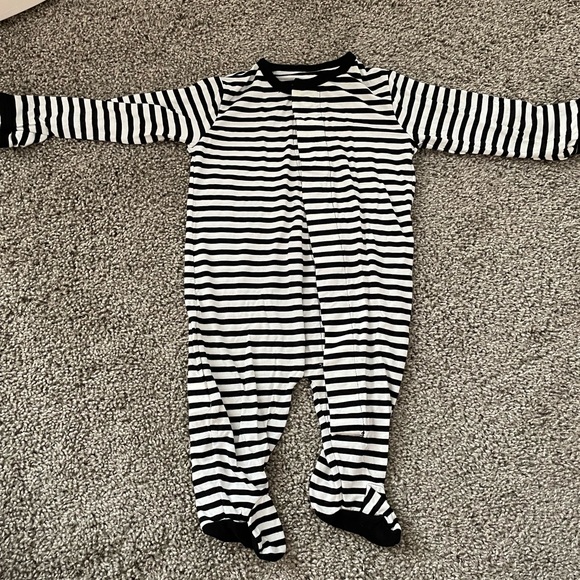 Me One Pieces Me Black And White Striped Onesie